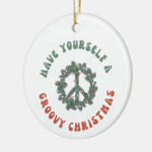 Retro Peace Sign heeft uzelf een Groovy Kerstmis Keramisch Ornament (Links)