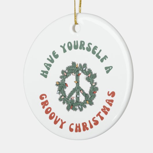Retro Peace Sign heeft uzelf een Groovy Kerstmis Keramisch Ornament (Links)