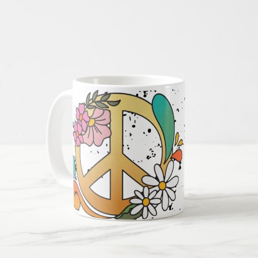 Retro Peace Sign heeft uzelf een Groovy Kerstmis Koffiemok (Voorkant links)