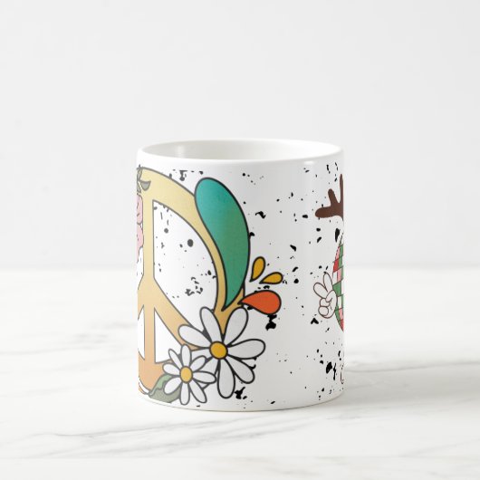 Retro Peace Sign heeft uzelf een Groovy Kerstmis Koffiemok (Center)