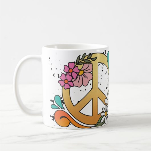 Retro Peace Sign heeft uzelf een Groovy Kerstmis Koffiemok (Links)