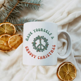 Retro Peace Sign heeft uzelf een Groovy Kerstmis Koffiemok