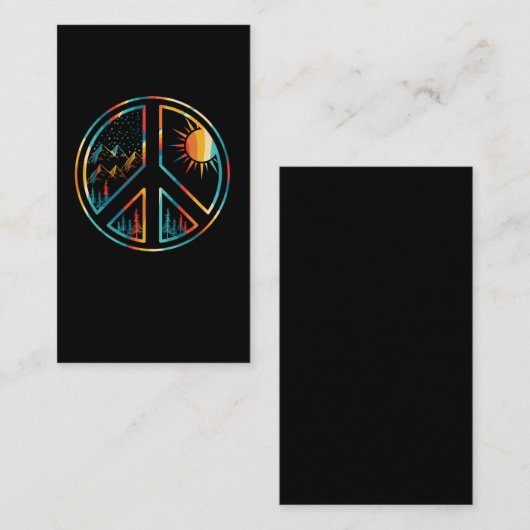 Retro Peace Sign Natuur Hippie Hiking Visitekaartje (Voorkant / Achterkant)