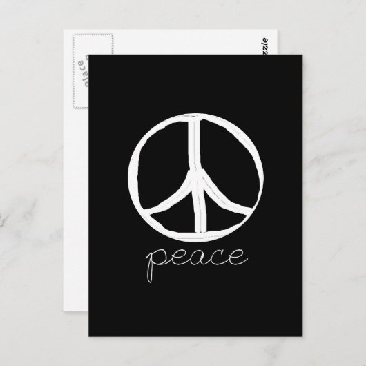Retro Peace Sign op zwarte achtergrond Briefkaart (Voorkant / Achterkant)