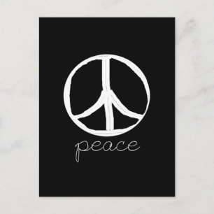 Retro Peace Sign op zwarte achtergrond Briefkaart