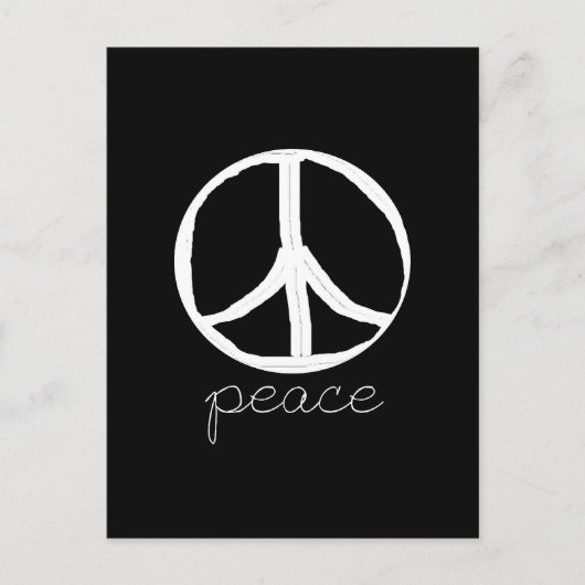 Retro Peace Sign op zwarte achtergrond Briefkaart (Voorkant)