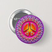 RETRO PEACE SIGN ORNAMENT RONDE BUTTON 5,7 CM (Voorkant /achterkant)