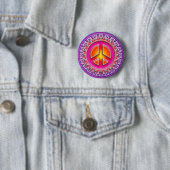 RETRO PEACE SIGN ORNAMENT RONDE BUTTON 5,7 CM (In situ)