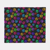 Retro Peace Sign Patroon Fleece Deken (Voorkant (Horizontaal))