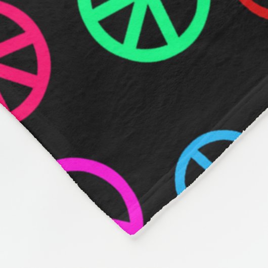 Retro Peace Sign Patroon Fleece Deken (Hoek)