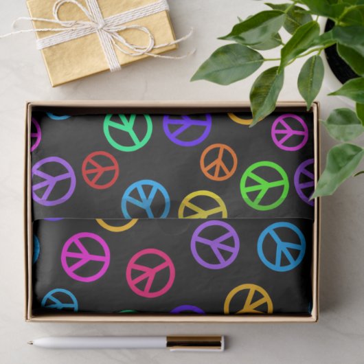 Retro Peace Sign Patroon Tissuepapier (Geschenk)