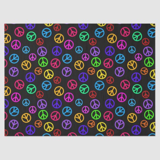 Retro Peace Sign Patroon Tissuepapier (Voorkant)