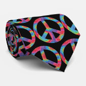 Retro Peace Sign - Rainbow Hippy Hippie Design Stropdas (Opgerold)