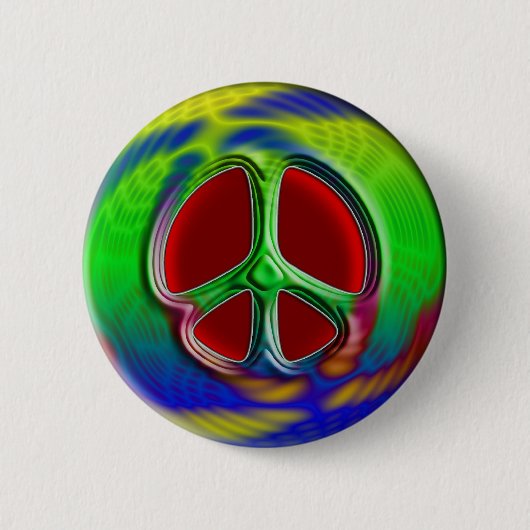 RETRO PEACE SIGN RONDE BUTTON 5,7 CM (Voorkant)