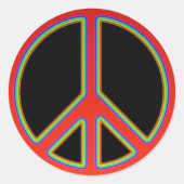 RETRO PEACE SIGN RONDE STICKER (Voorkant)