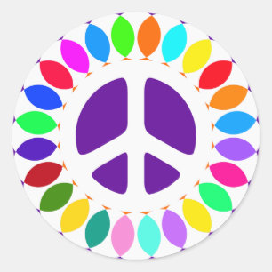RETRO PEACE SIGN RONDE STICKER