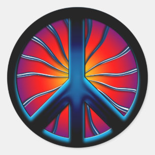 RETRO PEACE SIGN RONDE STICKER