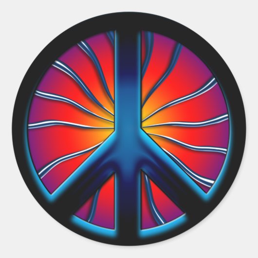 RETRO PEACE SIGN RONDE STICKER (Voorkant)