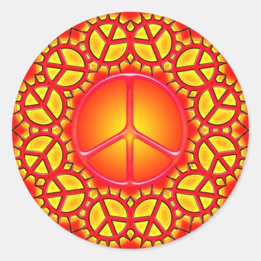 RETRO PEACE SIGN RONDE STICKER (Voorkant)