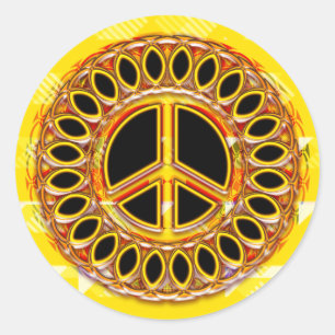 RETRO PEACE SIGN RONDE STICKER
