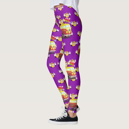 Retro Peace Sign Smiley Hippy Van 1960's 1970-inch Leggings (Links)