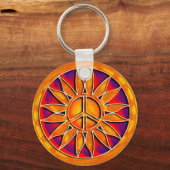 RETRO PEACE SIGN SUN SLEUTELHANGER (Voorkant)