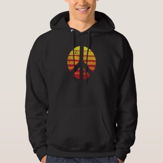 Retro Peace Sign Vintage Distressed Sunset Style Hoodie (Voorkant)