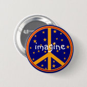 Retro Peace Symbol Stel je Buttonnen Navy en Gold  Ronde Button 5,7 Cm (Voorkant /achterkant)
