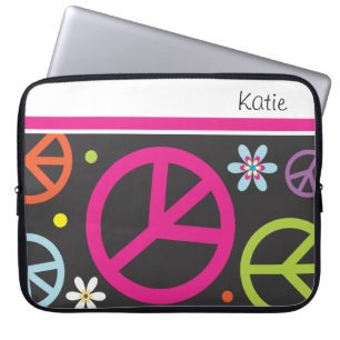 Retro Peace-teken Laptophoezen Laptop Sleeve