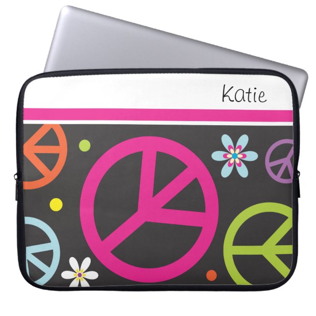 Retro Peace-teken  |   Laptophoezen Laptop Sleeve (Voorkant)
