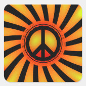 Retro Peace-teken Vierkante Sticker (Voorkant)