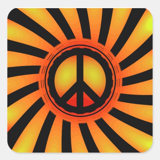 Retro Peace-teken Vierkante Sticker (Voorkant)