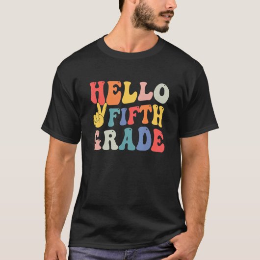 Retro Peace vijfde klas docent student eerste dag T-shirt (Voorkant)