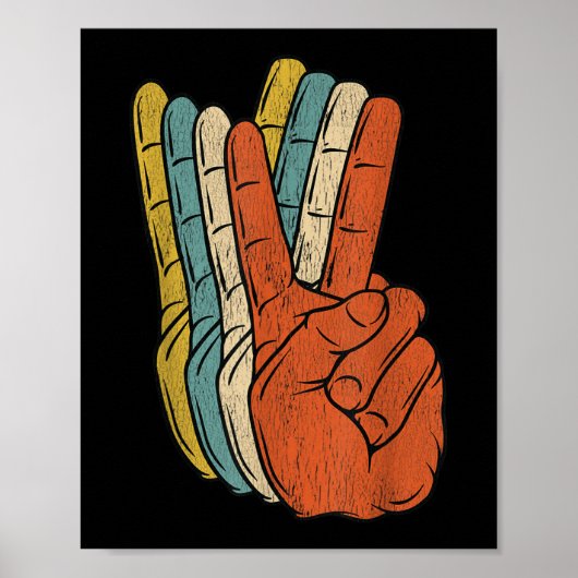 Retro Peace Vintage 60's 70's Hippie Poster (Voorkant)