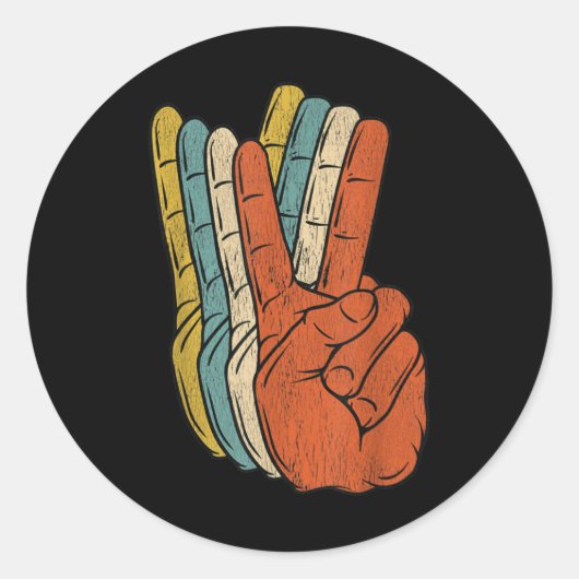 Retro Peace Vintage 60's 70's Hippie Ronde Sticker (Voorkant)