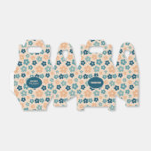 Retro Peach Donkergroene Boho Bloem Verjaardag Bedankdoosjes (Uitgevouwen)