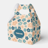 Retro Peach Donkergroene Boho Bloem Verjaardag Bedankdoosjes (Voorkant Zijde)