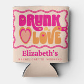 Retro Peach Drink in Love Bachelorette Weekend Blikjeskoeler (Voorkant)