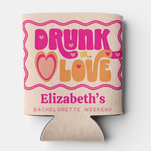 Retro Peach Drink in Love Bachelorette Weekend Blikjeskoeler (Achterkant)