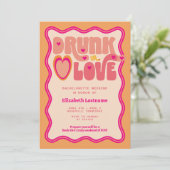 Retro Peach Drink in Love Bachelorette Weekend Kaart (Staand voorkant)