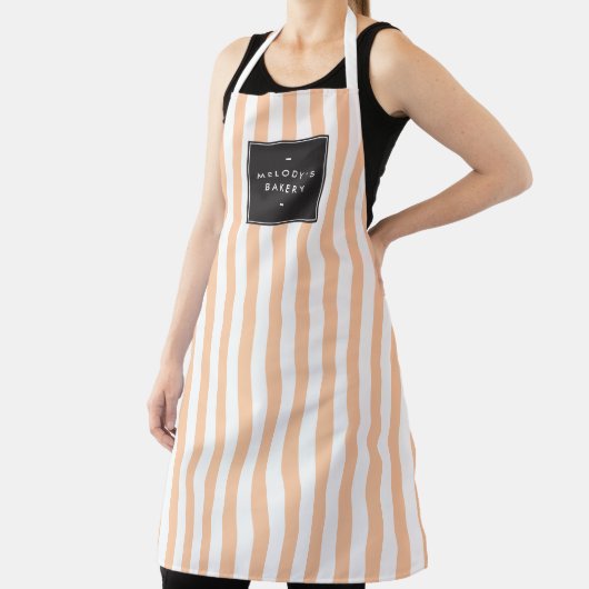 Retro Peach en White Stripes Apron Schort (Insitu)