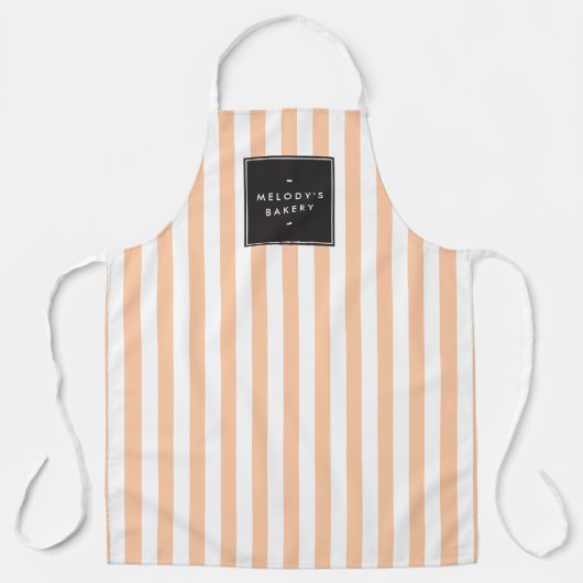 Retro Peach en White Stripes Apron Schort (Voorkant)