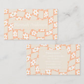 Retro Peach Fuzz Geruite Daisy Visitekaartje (Voorkant / Achterkant)