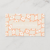 Retro Peach Fuzz Geruite Daisy Visitekaartje (Voorkant)