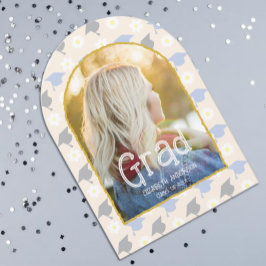 Retro Peach Graduation Announcement Kaart