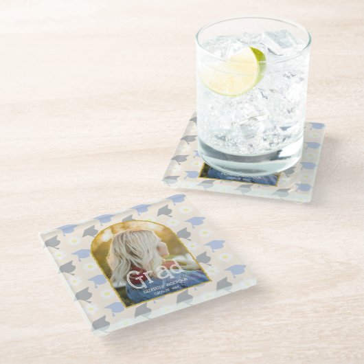 Retro Peach Graduation Glazen Onderzetter (Schuin)