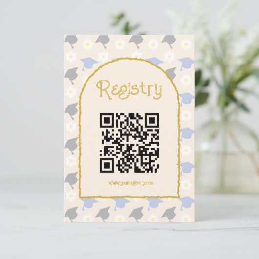 Retro Peach Graduation Registry Informatiekaartje (Staand voorkant)