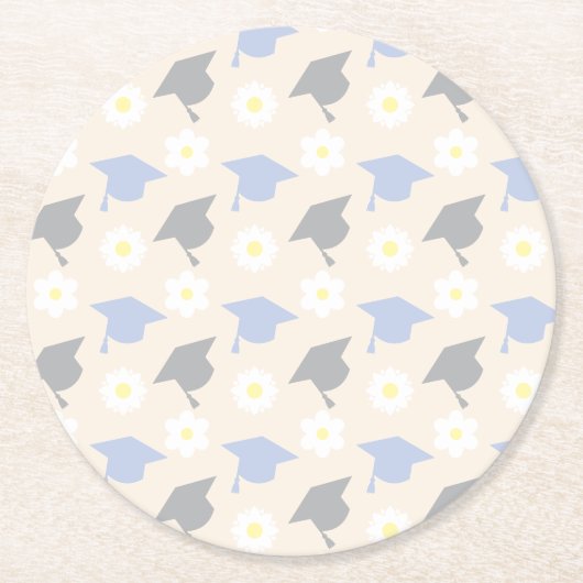Retro Peach Graduation Ronde Kartonnen Onderzetter (Voorkant)