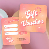 Retro Peach Groovy Nails Beauty Salon Cadeaubon Vierkante Visitekaartjes