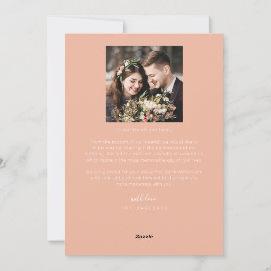 Retro Peach Merry & Married Photo Holiday Card Feestdagenkaart (Achterkant)